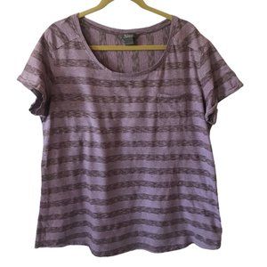 Natural Reflections Women's T-Shirt Pocket Purple Stripe Cotton/Poly Size 1X